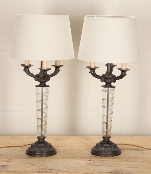 Pair of 20th Century French Bronze Table Lamps