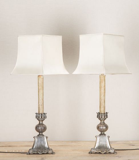 Pair of 20th Century French Silver Plated Table Lamps