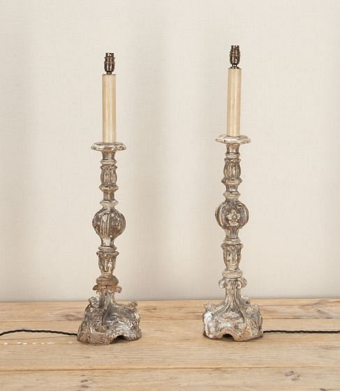 Pair of 18th Century French Pricket Table Lamps