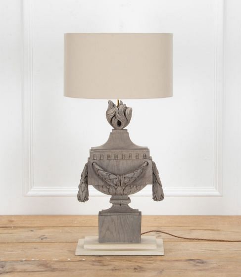 19th Century Swedish Carved Wooden Flambé Lamp