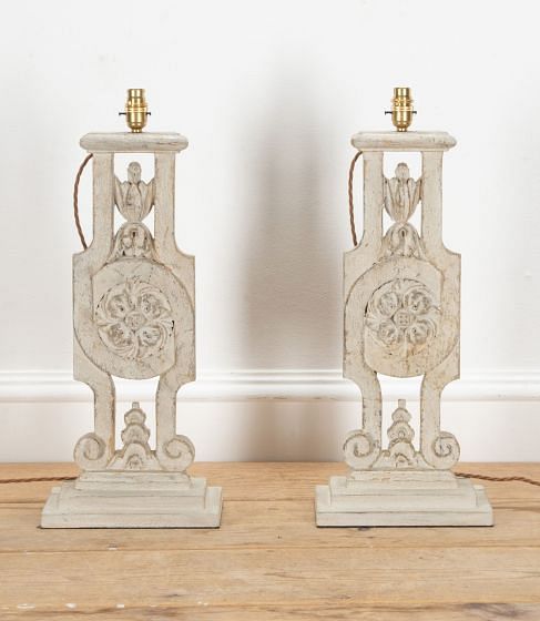 Late 19th Century Swedish Pair of Bleached Oak Lamps