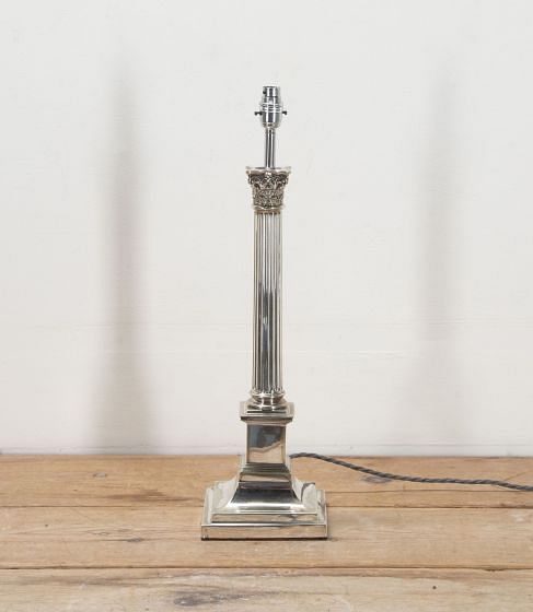 Large 19th Century English Silver Plated Column Lamp