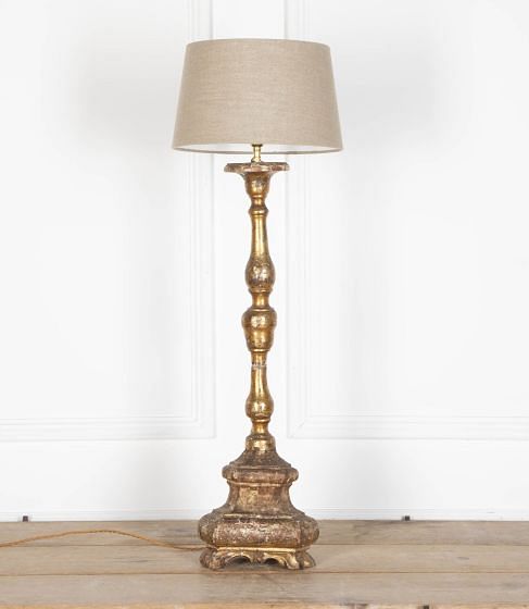 19th Century French Candlestick Lamp
