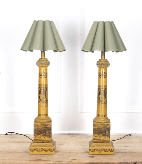 Pair of 20th Century French Toleware Table Lamps