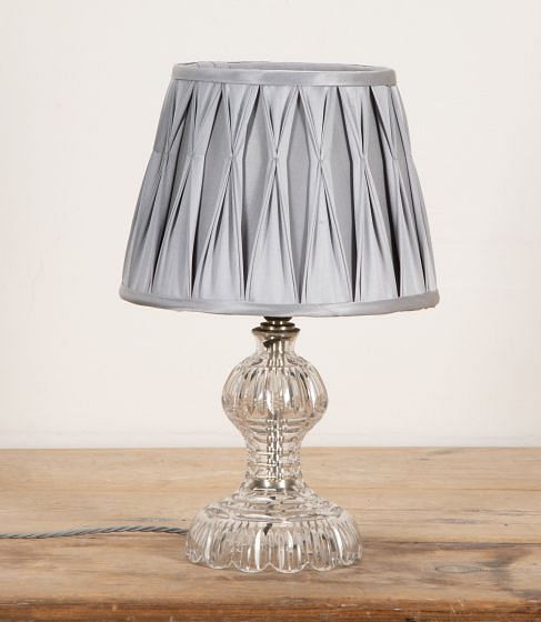20th Century English Cut Glass Table Lamp with Shade