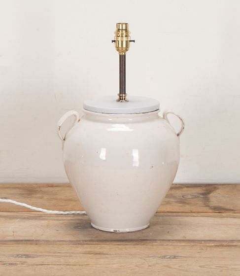 19th Century French White Confit Pot Lamp