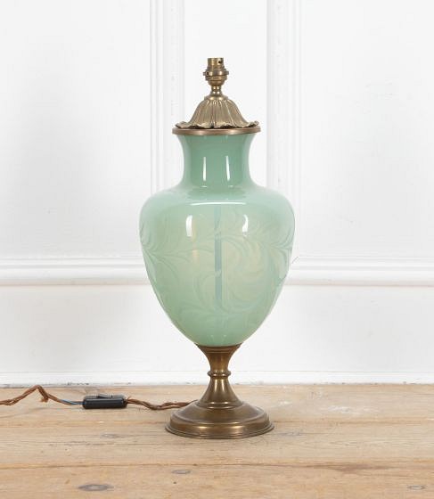 Mid-Century Celadon Glass Lamp
