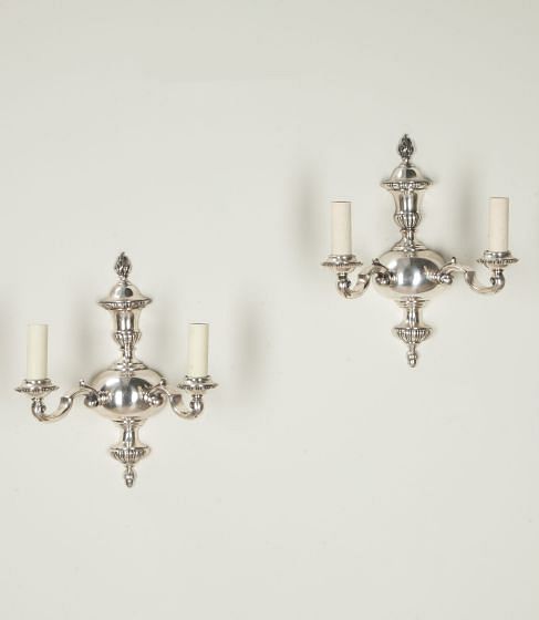 1920s English Silver Plated Wall Lights