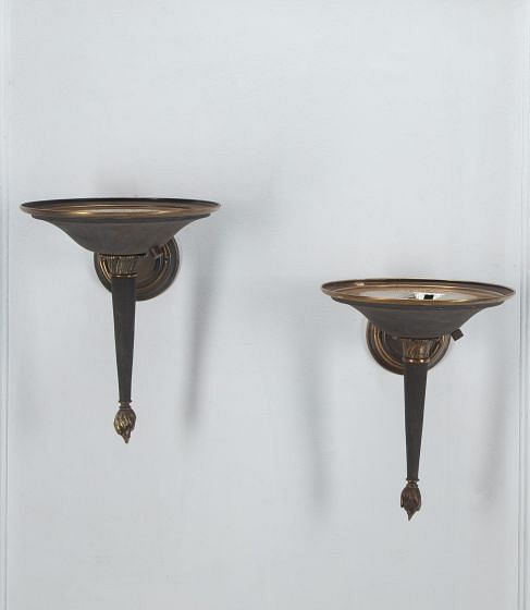 Pair of 20th Century Tole Art Deco Wall Lights