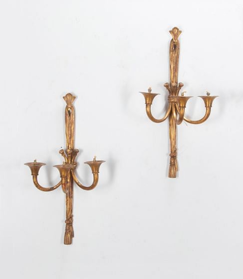 Pair of 20th Century French Gilt Metal Wall Lights