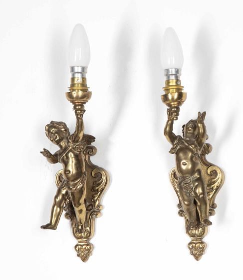 Pair of 20th Century French Cherub Wall Lights