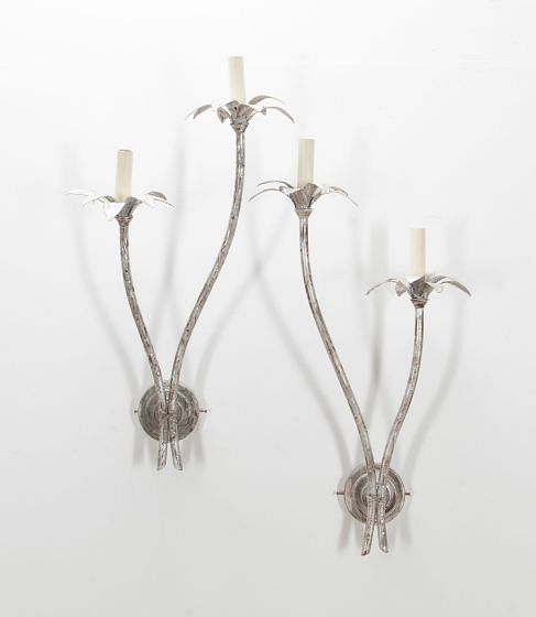 Pair of Large Scale Late 20th Century Palm Leaf Wall Lights