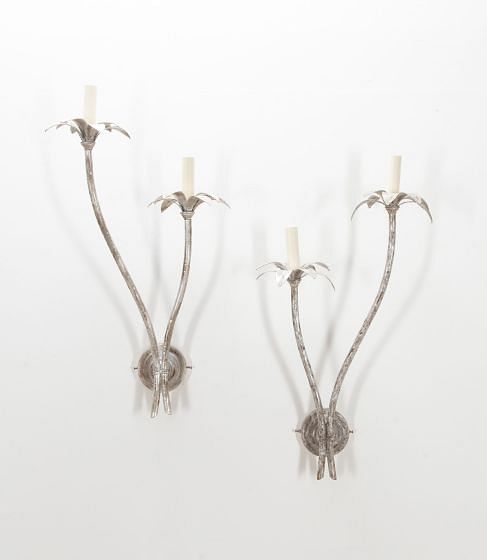 Pair of Large Scale Late 20th Century Palm Leaf Wall Lights