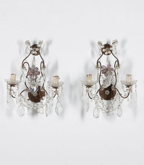 Pair of 20th Century Glass Wall Lights