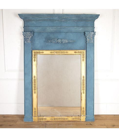 19th Century French Painted Trumeau Mirror