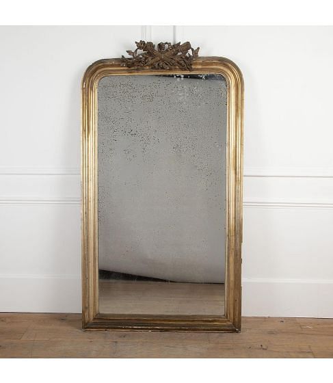 Large 19th Century French Gilt Mirror with Original Foxed Glass