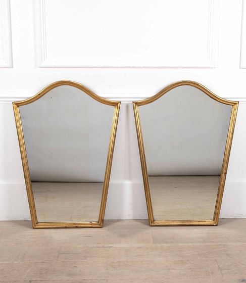 Pair of Mid-Century French Giltwood Mirrors