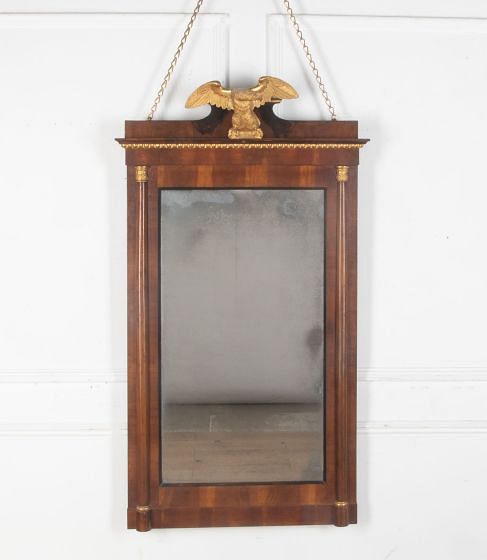 Regency Mahogany Mirror with Eagle Decoration