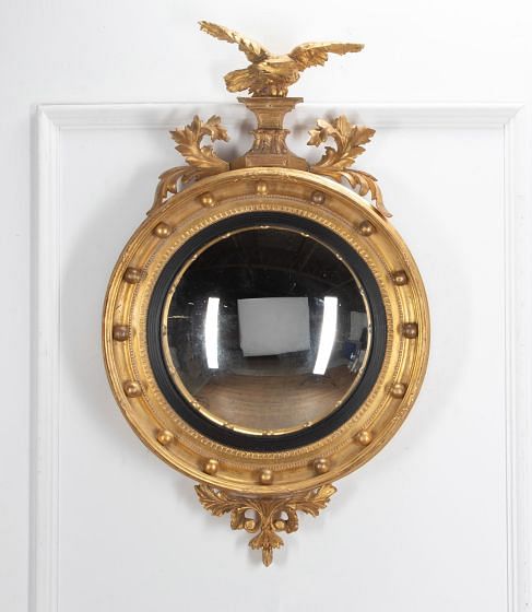 Regency Style Convex Mirror With Eagle Decoration
