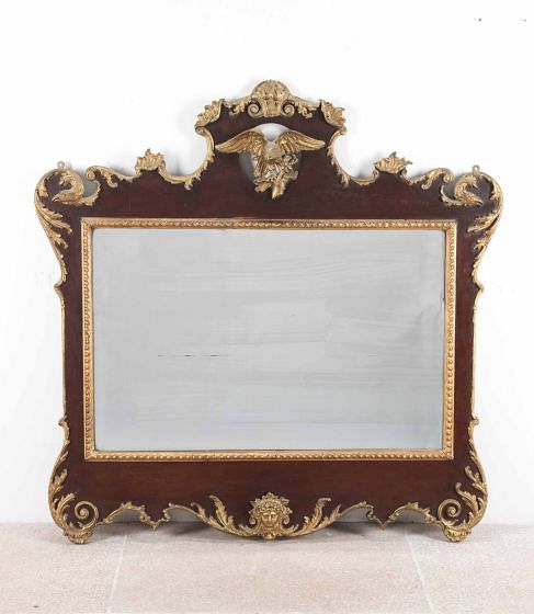 Georgian Style Mahogany Wall Mirror with Decoration