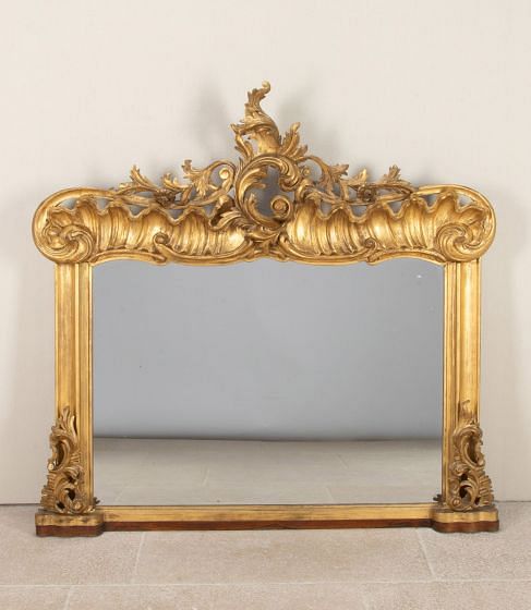 19th Century English Carved Giltwood Overmantle Mirror