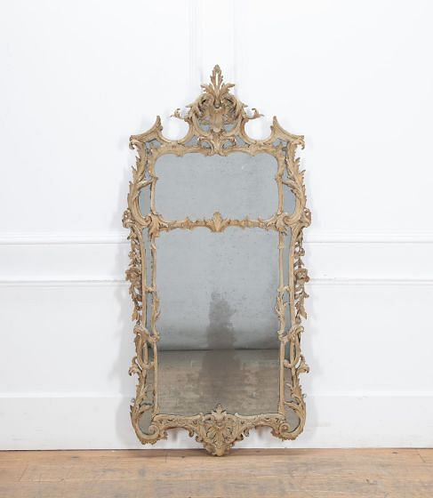 George II Painted Mirror in the Style of Matthias Lock