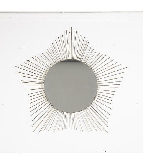 20th Century French Brass Starburst Mirror