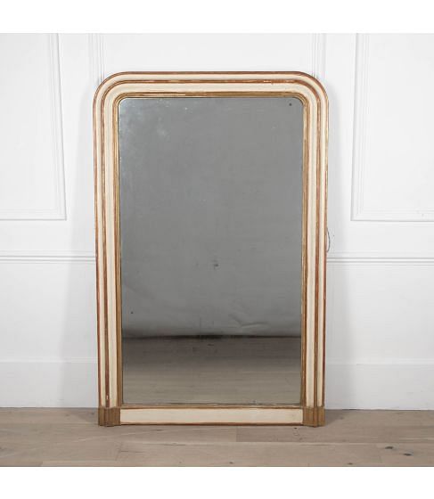 19th Century Large Gilt and Painted Over Mantle Mirror