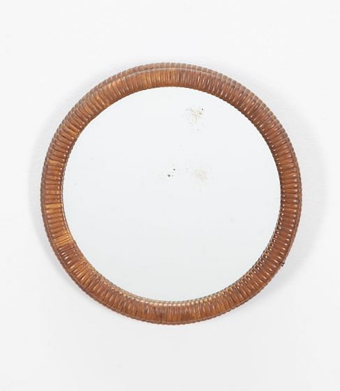 Small 20th Century Circular Bamboo Mirror