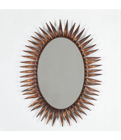 20th Century Oval Leaf Mirror