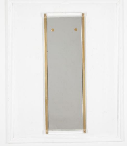 20th Century Belgian Brass and Lucite Mirror