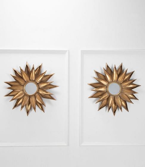 Pair of Spanish Late 20th Century Flower Mirrors
