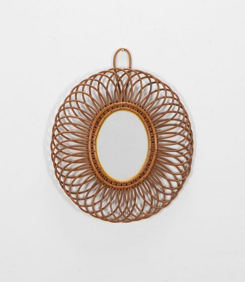 Small French 20th Century Bamboo Mirror