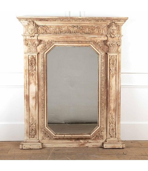 19th Century French Wood and Gesso Trumeau Mirror