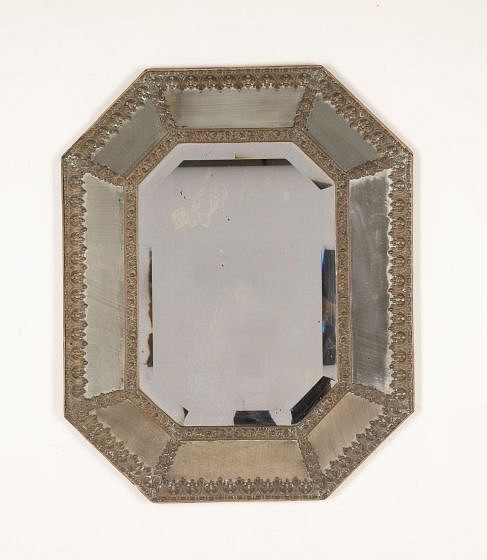19th Century French Brass Cushion Mirror