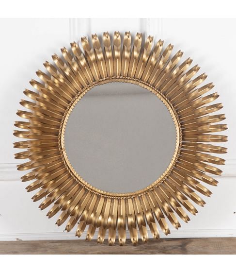 20th Century 'Eyelash' Gilt Metal Sun Mirror