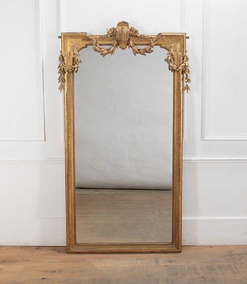 Large 19th Century French Louis XVI Style Gilt Mirror