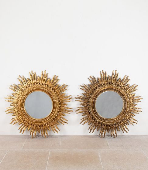 Pair of Large Mid-Century Spanish Sunburst Mirrors by Francisco Hurtado