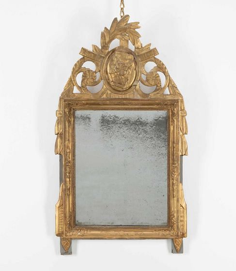 19th Century Louis XVI Style French Giltwood Bridal Mirror
