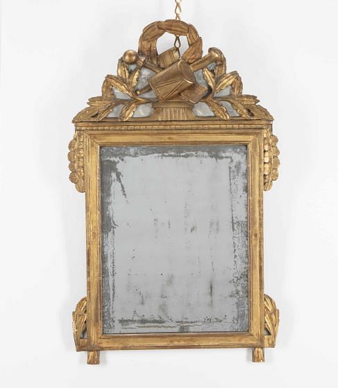 19th Century Louis XVI Style French Giltwood Bridal Mirror