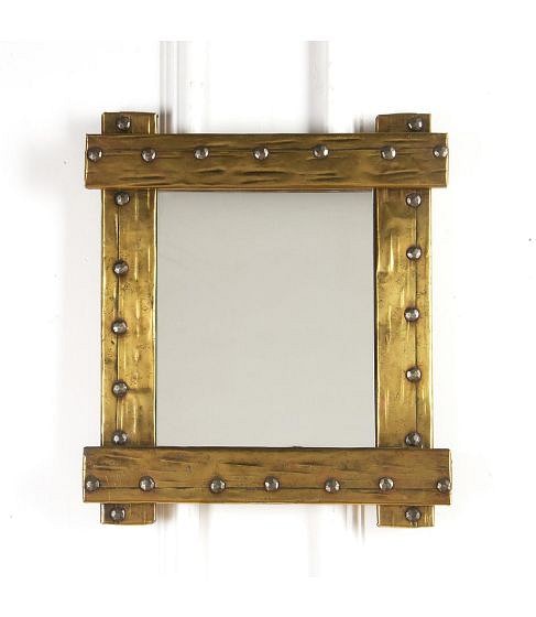 SALE: Brass and Chrome Riveted Mirror