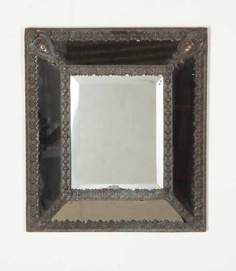 19th Century French Napoleon III Brass Cushion Mirror