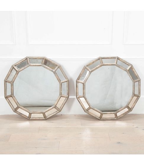 Pair of 20th Century Silvered Wood and Gesso Mirrors