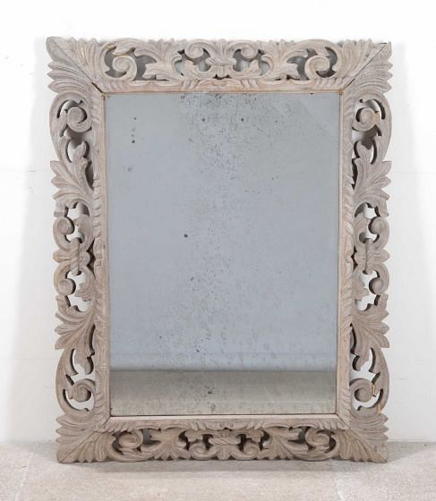 Large 19th Century Italian Limed Mirror