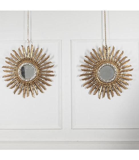Pair of Mid-20th Century Spanish Sunburst Mirrors