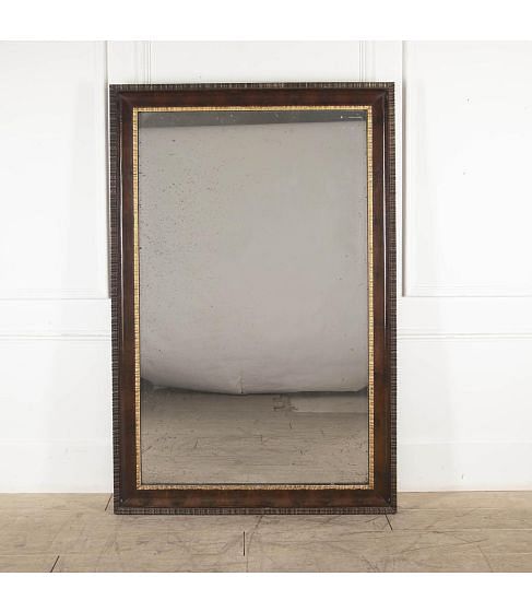 Large Italian 19th Century Mahogany and Giltwood Ripple Moulded Mirror