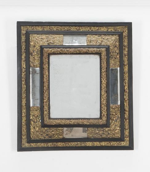 Dutch 19th Century Ebonised and Brass Mirror