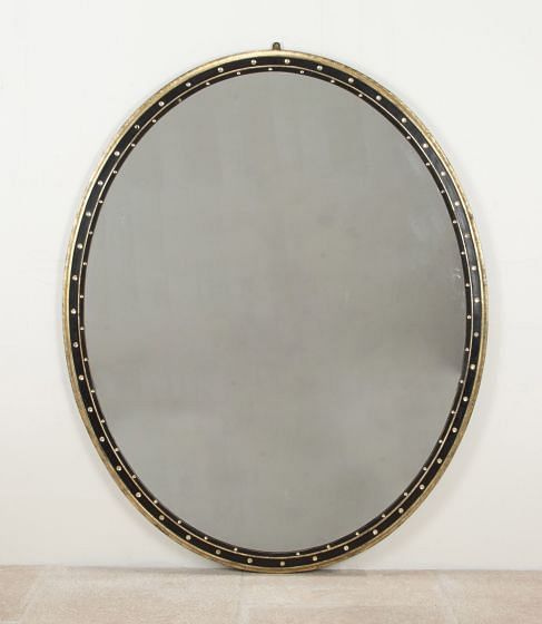 Very Large 19th Century Irish Studded Oval Mirror