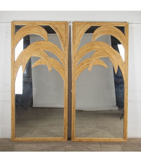 Pair of Mid-Century Style French Bamboo Mirrors