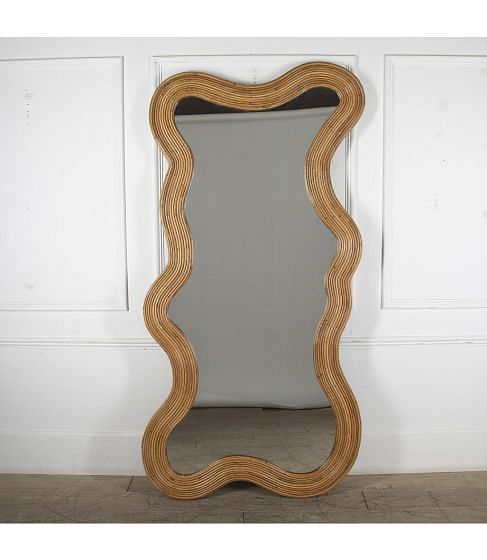 Large Mid-Century Style Italian Bamboo Mirror